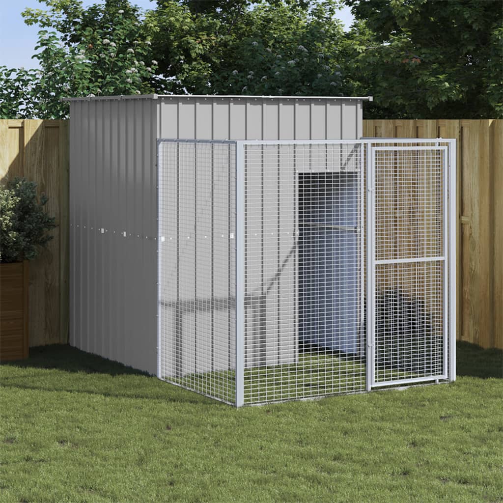 Vidaxl dog loft with run 165x251x181 cm galvanized steel gray