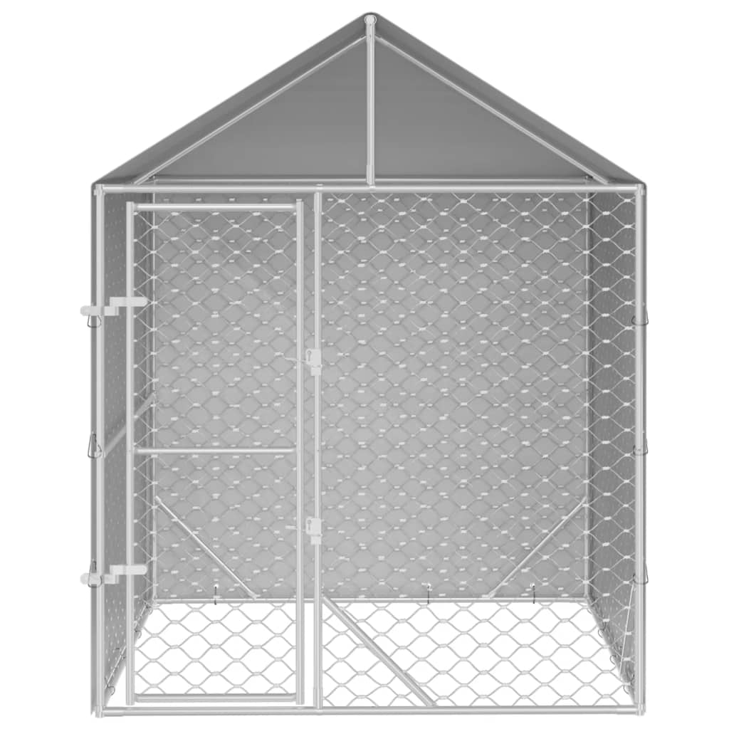 Psí stanice Vidaxl se střechou 2x2x2,5 m galvanizované ocelové stříbrné stříbrné