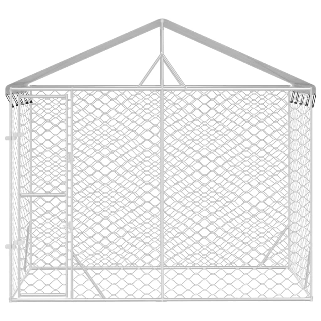 Vidaxl Dog Kennel with roof 3x1.5x2.5 m Galvanized steel silver