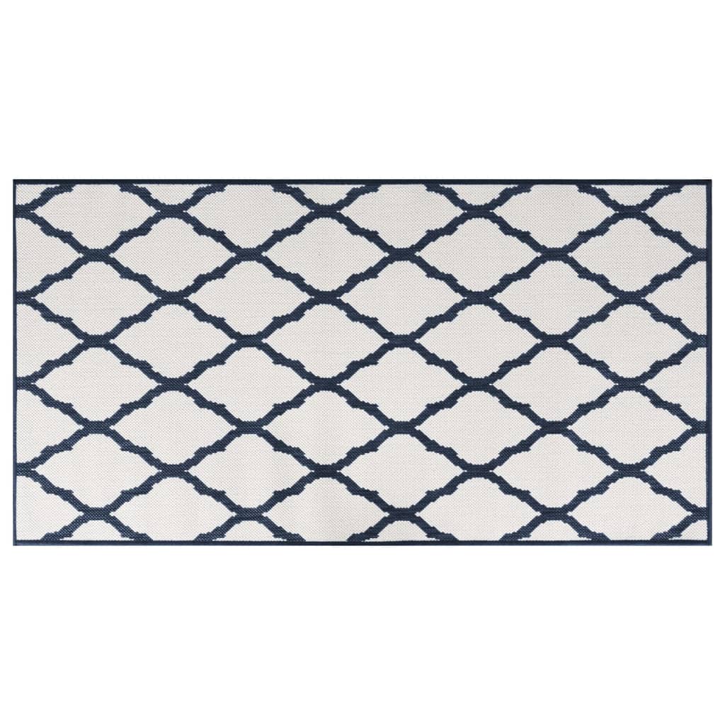 Vidaxl ausserhalb rug reversibel 80x150 cm Marine blo a wäiss