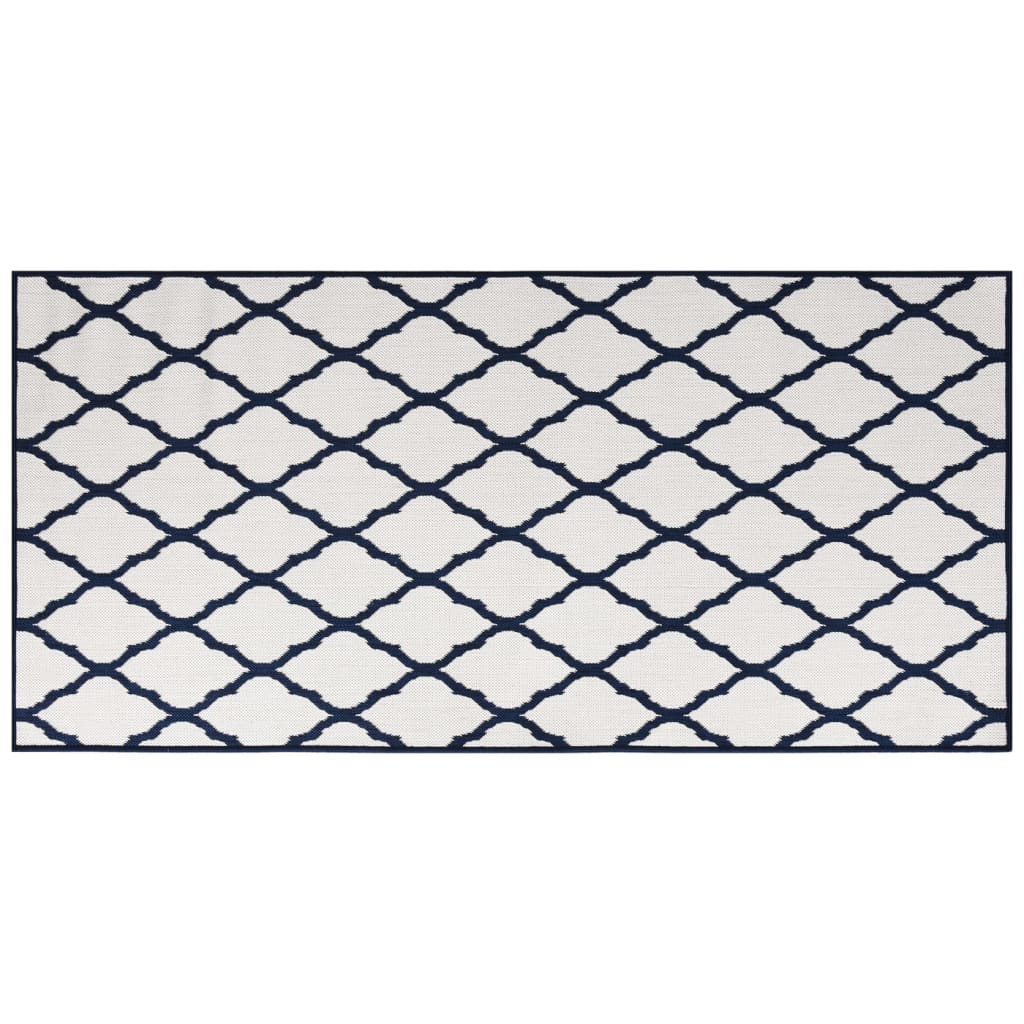 VidaXL Buitenkleed omkeerbaar 100x200 cm marineblauw en wit