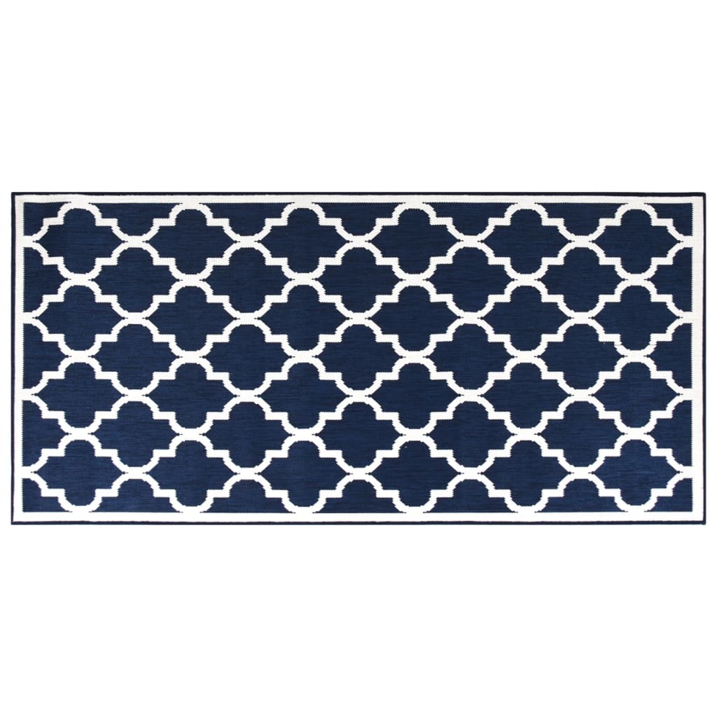 VidaXL Buitenkleed omkeerbaar 80x150 cm marineblauw en wit