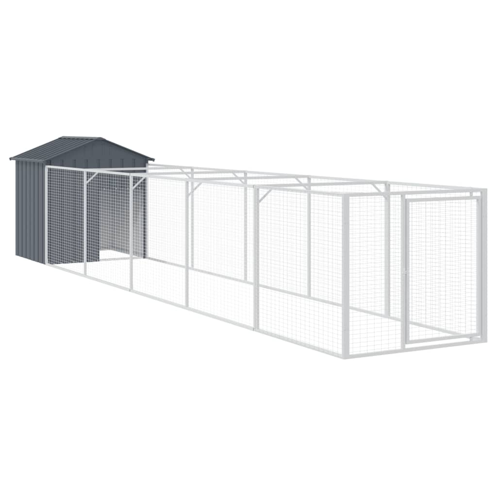 Vidaxl dog loft with roof 117x609x123 cm galvanized steel anthracite