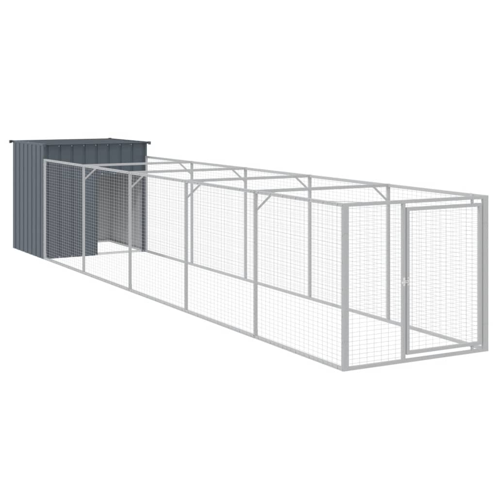 Vidaxl dog loft with run 110x609x110 cm galvanized steel anthracite