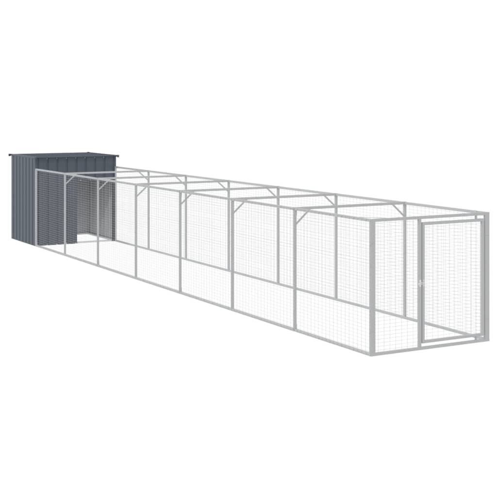 Vidaxl dog loft with run 110x813x110 cm galvanized steel anthracite