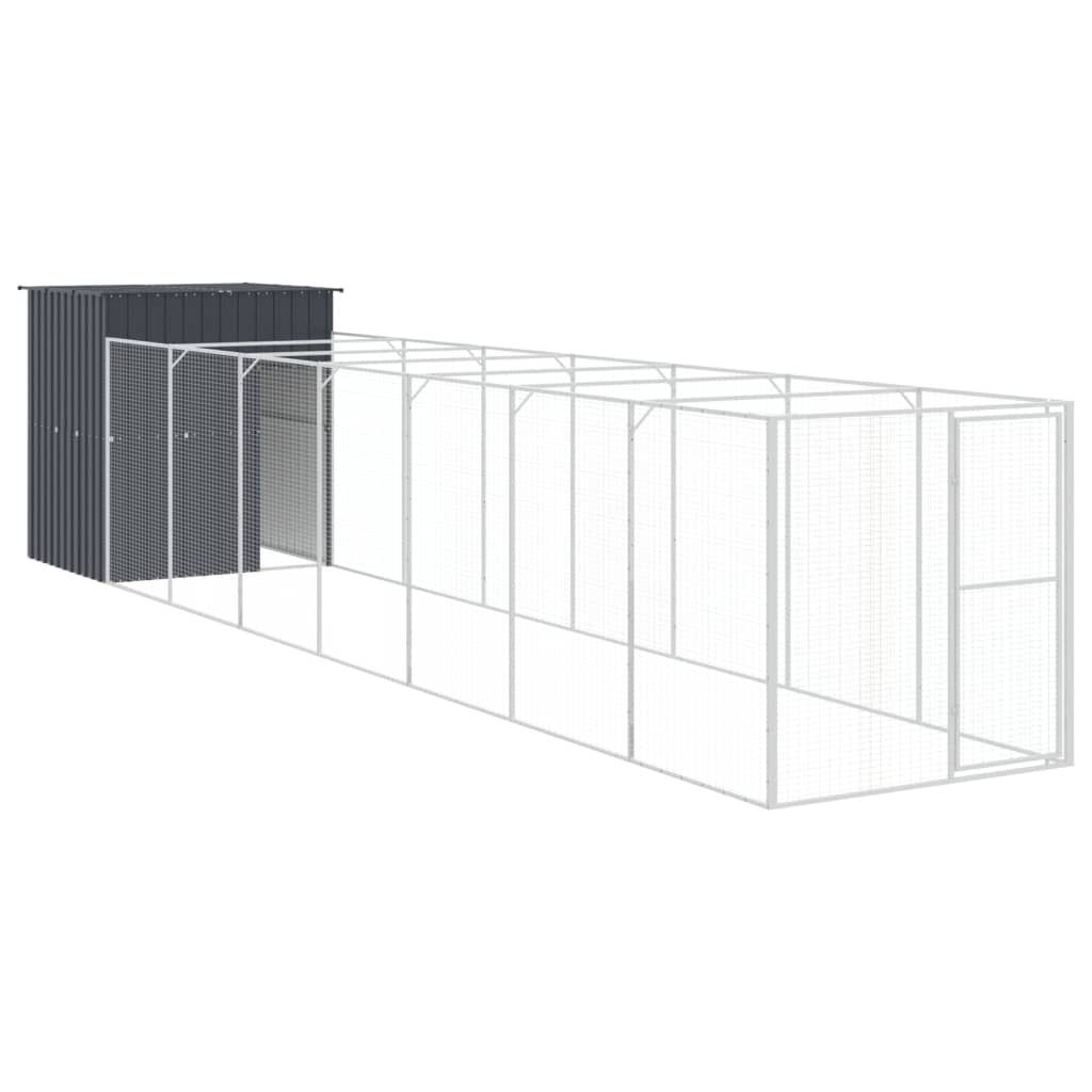 Vidaxl dog loft with run 165x863x181 cm galvanized steel anthracite