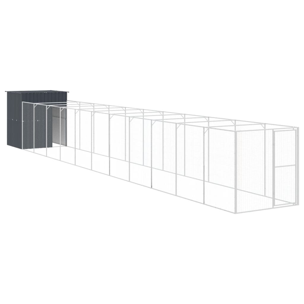 Vidaxl dog loft with run 165x1271x181 cm steel anthracite