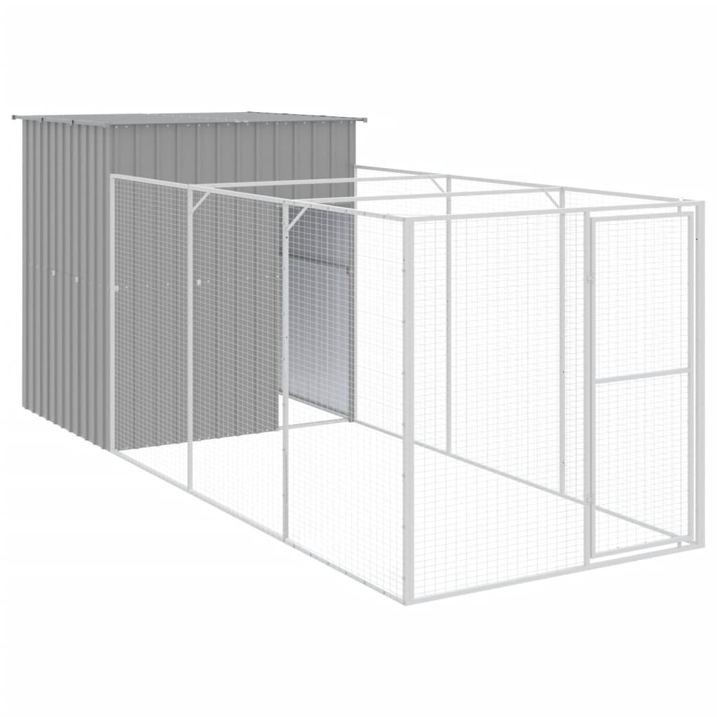 Vidaxl dog loft with run 165x455x181 cm steel light gray