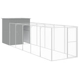 Vidaxl dog loft with run 165x659x181 cm galvanized steel gray