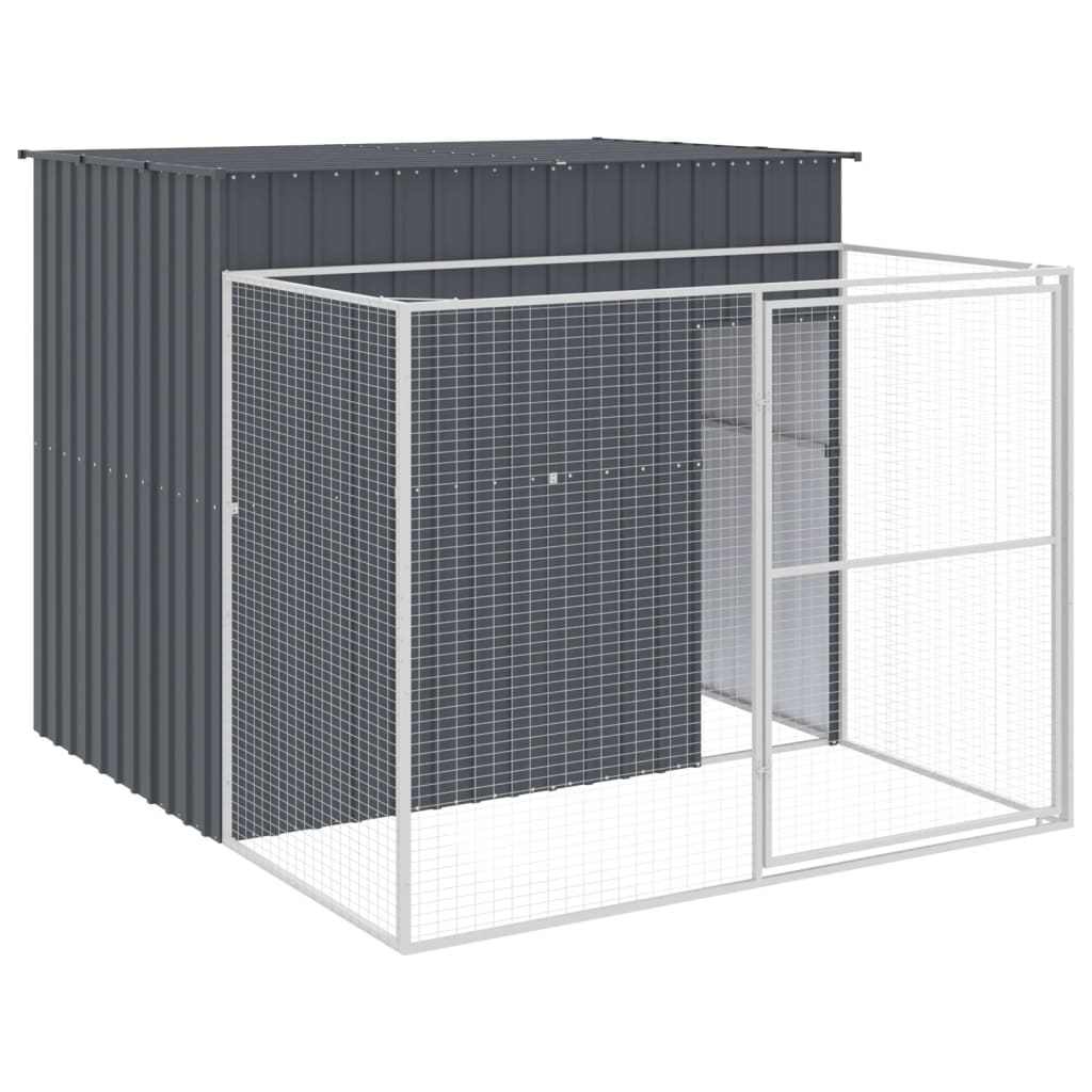 Vidaxl dog loft with run 214x253x181 cm galvanized steel anthracite