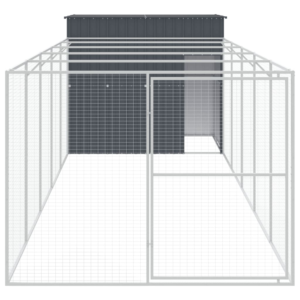 Vidaxl dog loft with run 214x661x181 cm galvanized steel anthracite