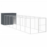 Vidaxl dog loft with run 214x865x181 cm galvanized steel anthracite