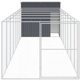 Vidaxl dog loft with run 214x865x181 cm galvanized steel anthracite