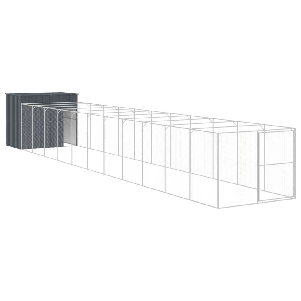 Vidaxl dog loft with run 214x1273x181 cm steel anthracite