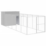 Vidaxl dog loft with run 214x661x181 cm steel light gray