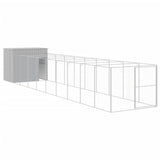 Vidaxl dog loft with run 214x1069x181 cm steel light gray