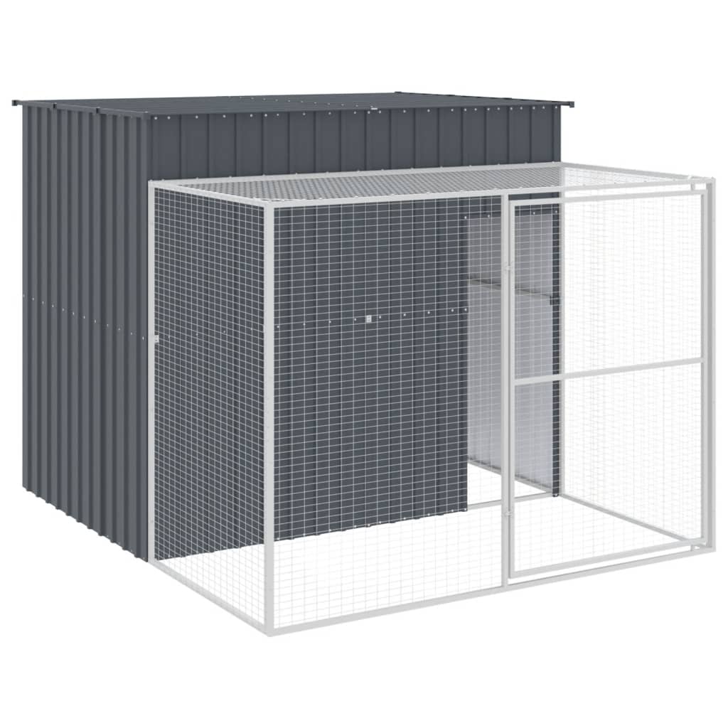 Vidaxl dog loft with run 214x253x181 cm galvanized steel anthracite