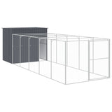 Vidaxl dog loft with run 214x661x181 cm galvanized steel anthracite