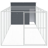 Vidaxl dog loft with run 214x661x181 cm galvanized steel anthracite