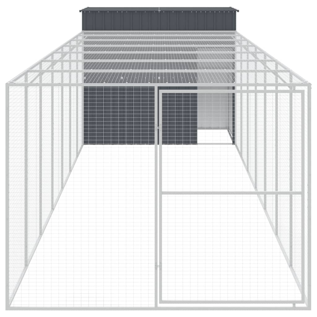 Vidaxl dog loft with run 214x865x181 cm galvanized steel anthracite