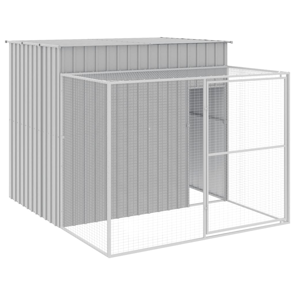 Vidaxl dog loft with run 214x253x181 cm steel light gray