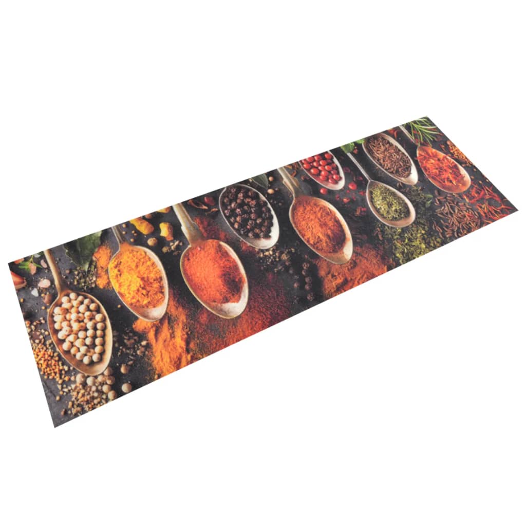 Vidaxl Kitchen Mat Washable Spooning Herb Print 60x180 cm Velvet