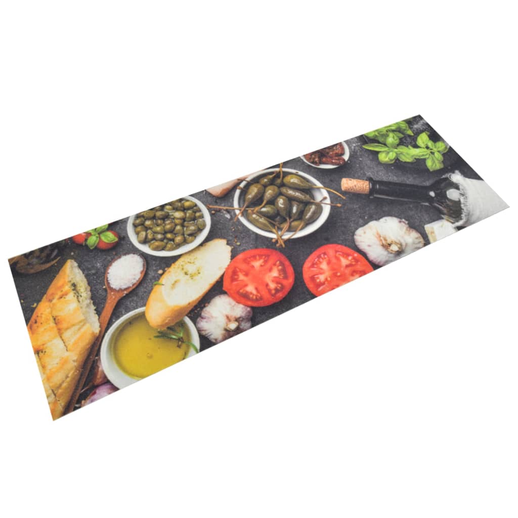 Vidaxl kitchen mat washable wines dinner print 60x180 cm velvet