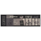 Vidaxl Kitchen Mat Washable Coffee Print 45x150 cm Velvet Black