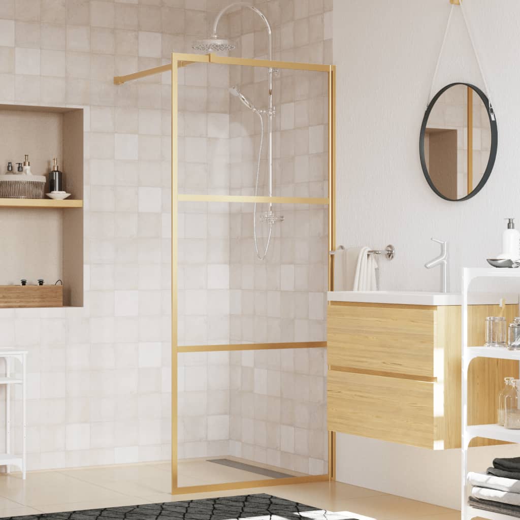 Vidaxl Walk-in shower wall Transparent 80x195 cm ESG-Glas Gold colored