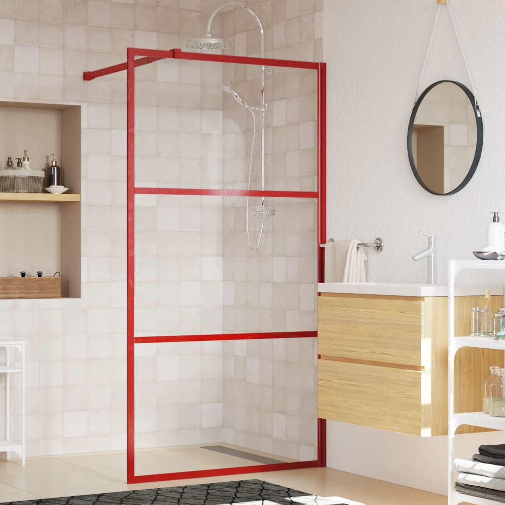 Vidaxl Walk-In Muron de douche transparente 100x195 cm ESG Verre rouge