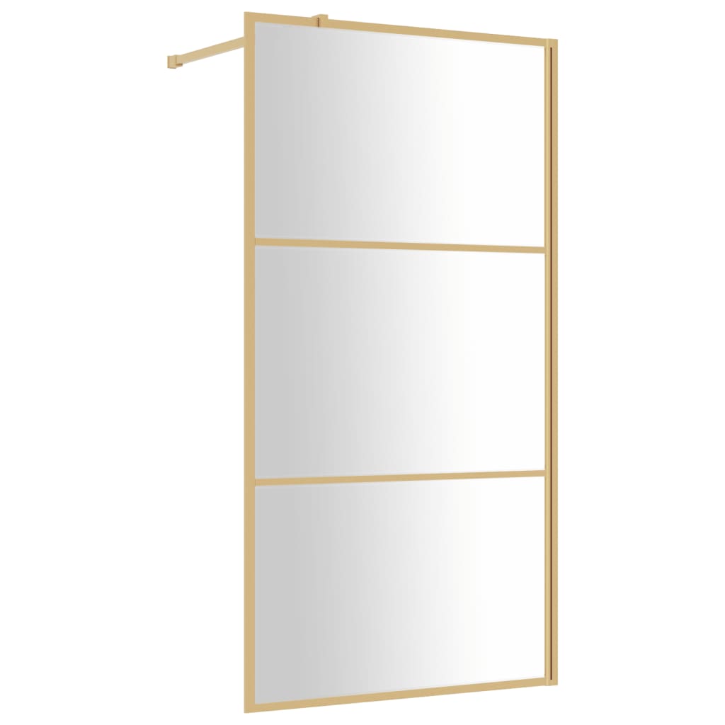 Vidaxl Walk-in shower wall Transparent 100x195 cm ESG-Glas Gold colored