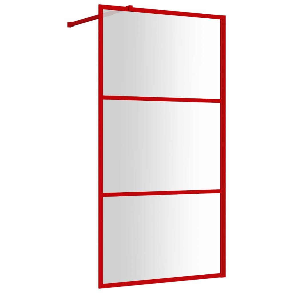 Vidaxl Walk-in shower wall Transparent 115x195 cm ESG glass red