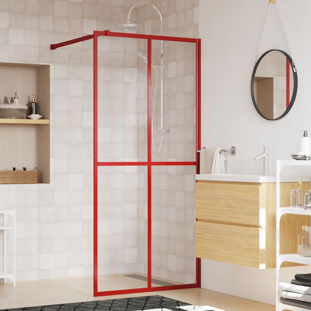 Vidaxl Walk-in shower wall Transparent 100x195 cm ESG glass red