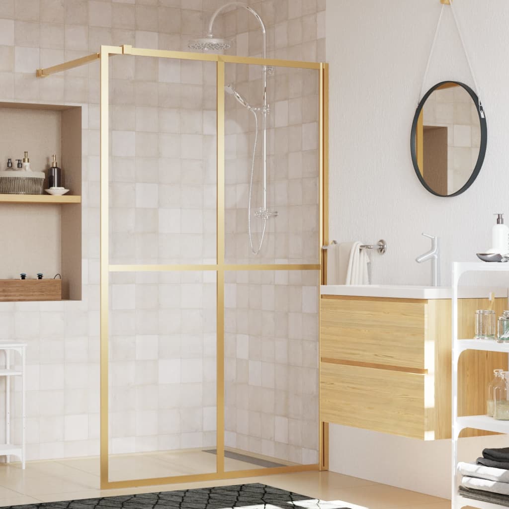 Vidaxl Walk-in shower wall Transparent 140x195 cm ESG glass gold colored