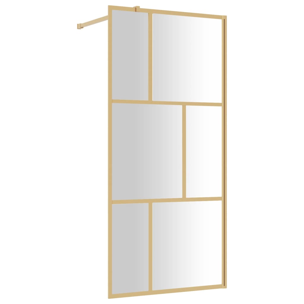 Vidaxl Walk-in shower wall Transparent 80x195 cm ESG-Glas Gold colored