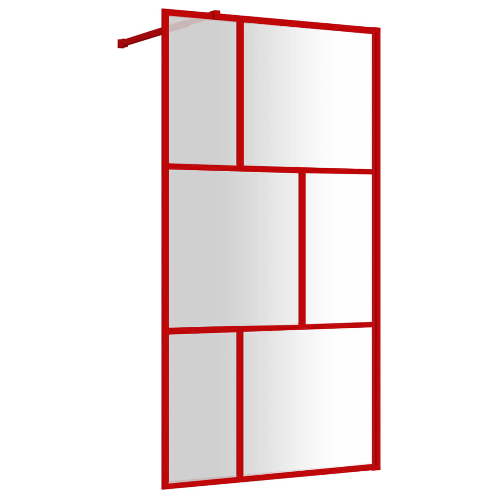 Vidaxl Walk-in shower wall Transparent 100x195 cm ESG glass red