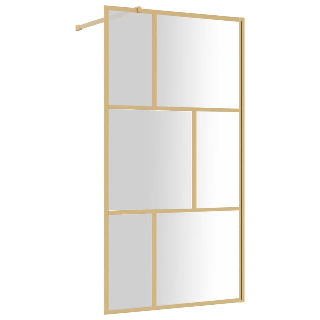 Vidaxl Walk-in shower wall Transparent 100x195 cm ESG-Glas Gold colored