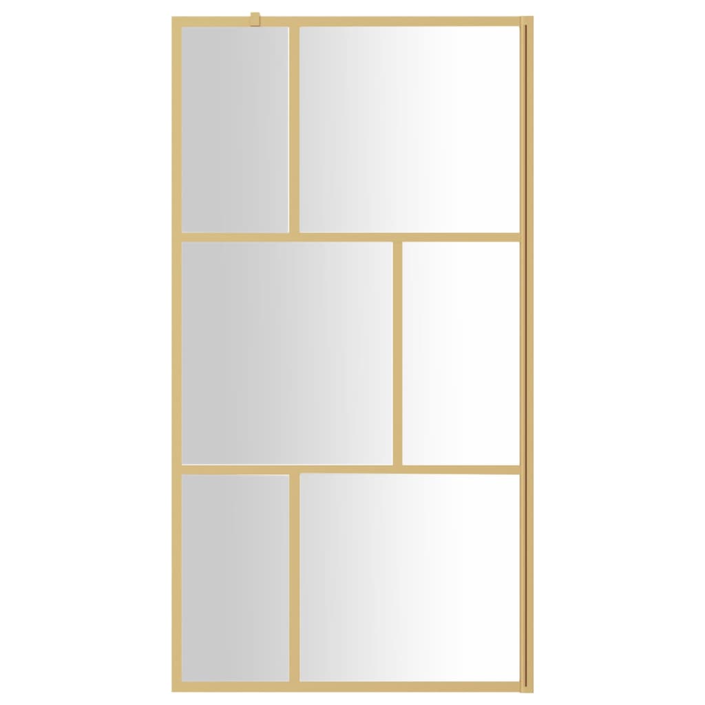 Vidaxl Walk-in shower wall Transparent 100x195 cm ESG-Glas Gold colored