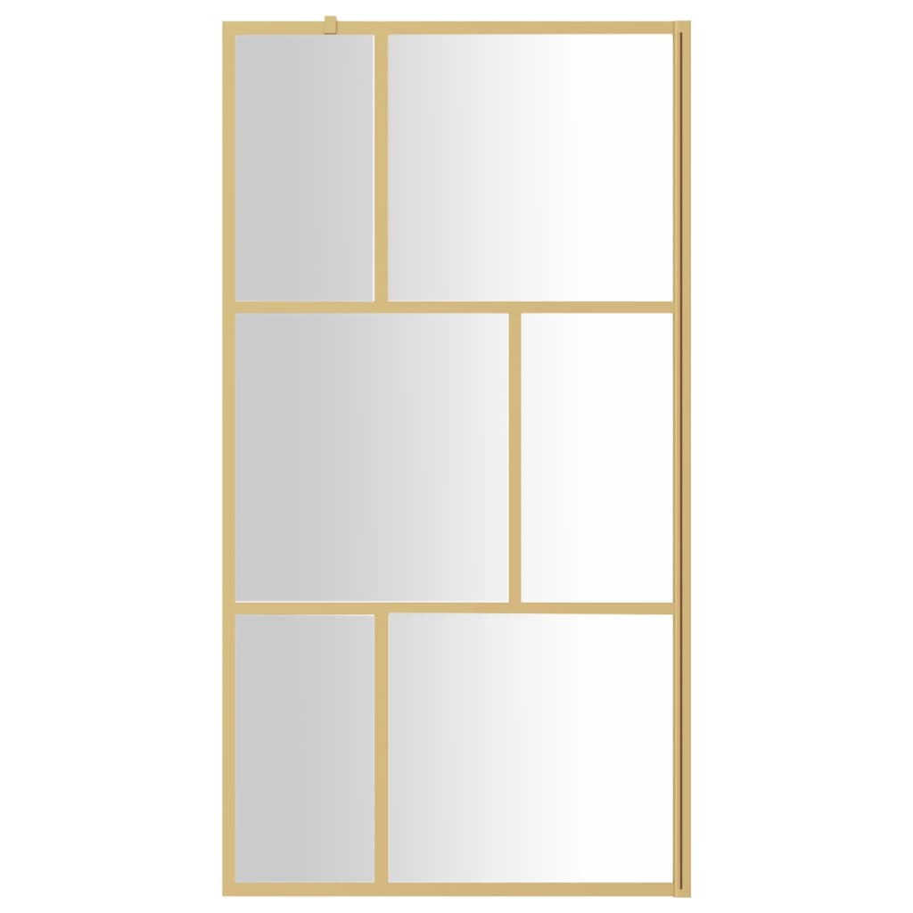 Vidaxl Walk-in shower wall Transparent 115x195 cm ESG glass gold colored