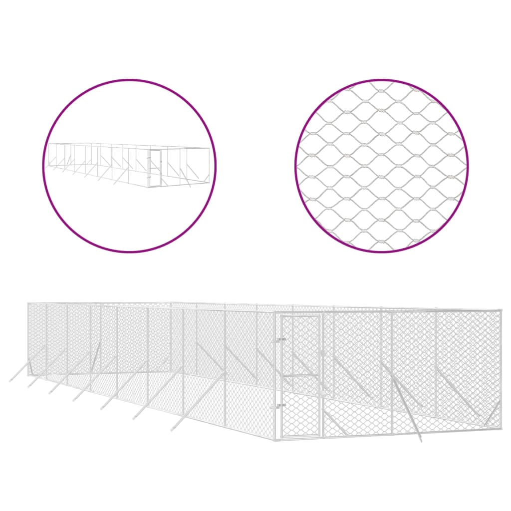 Vidaxl psí chovatelská stanice pro venku 4x16x2 m galvanizované ocelové stříbrné stříbrné