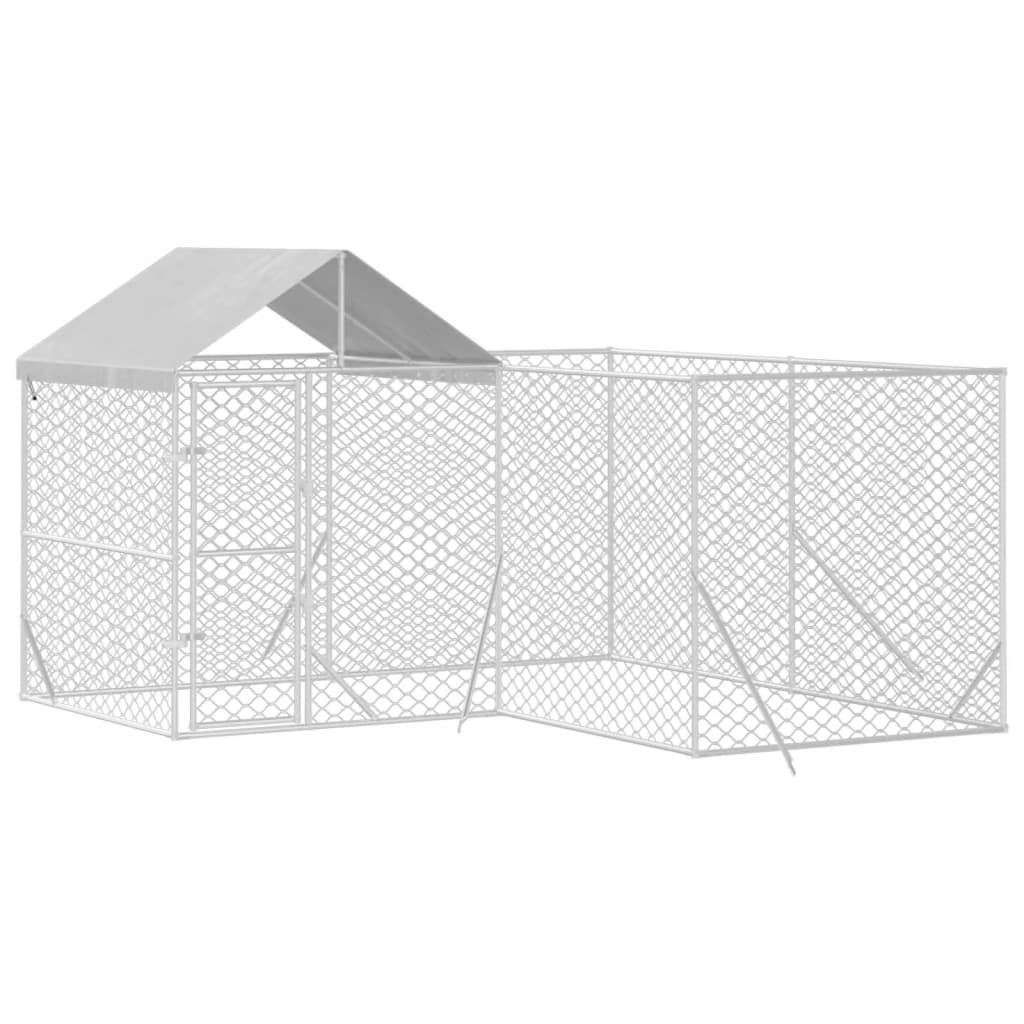 Vidaxl Dog Kennel with roof 4x4x2.5 m galvanized steel silver