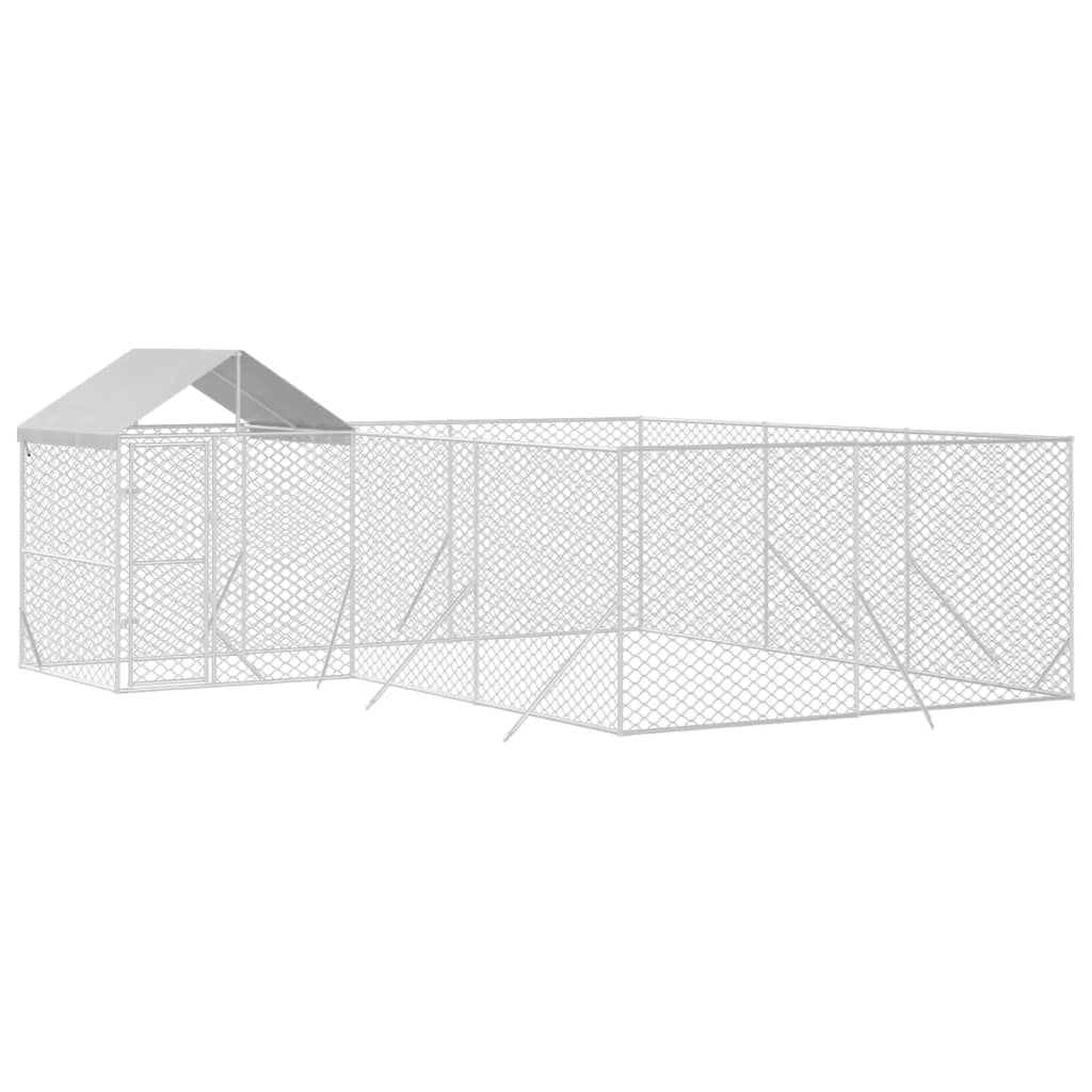 Vidaxl Dog Kennel with roof 6x6x2.5 m Galvanized steel silver