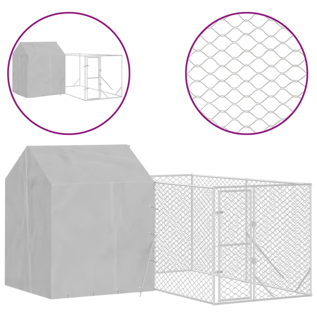 Vidaxl Dog Kennel with roof 4x4x2.5 m galvanized steel silver