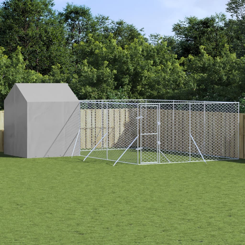 Vidaxl Dog Kennel with roof 6x6x2.5 m Galvanized steel silver