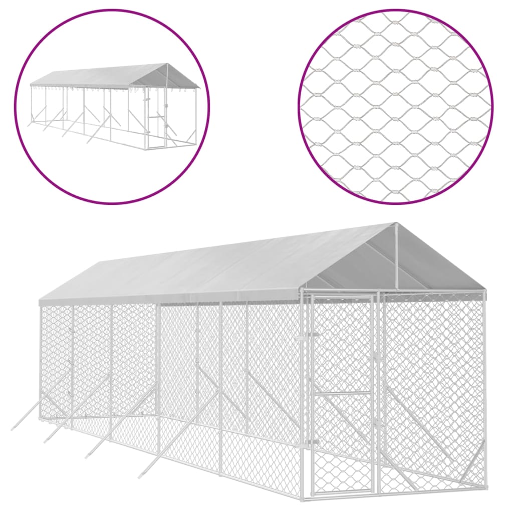 CONTHEL VIDAXL se střechou 2x10x2,5 M Galvanizované ocelové stříbrné stříbrné