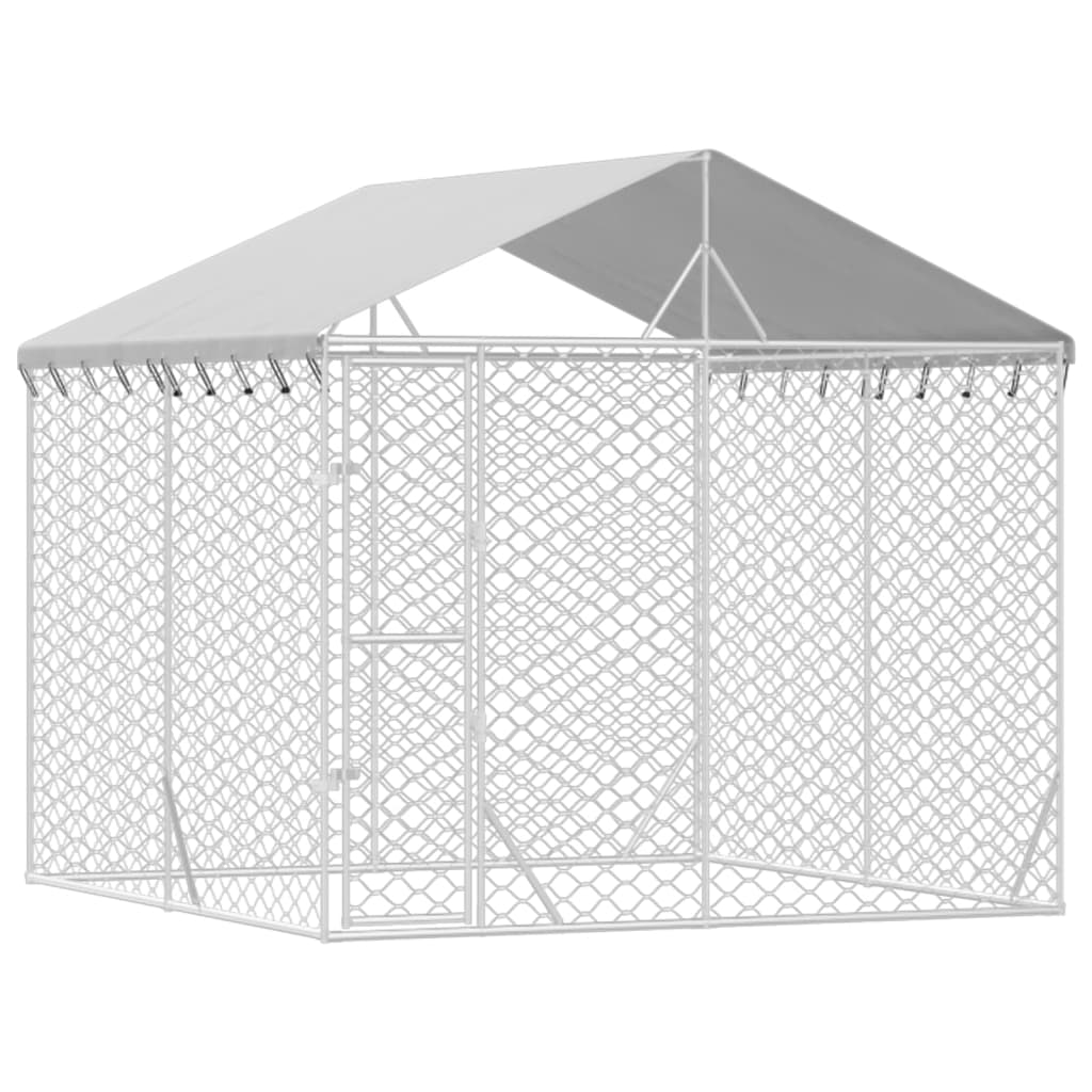 Vidaxl psí chovatelská stanice se střechou 3x3x2,5 m galvanizovaná ocelová stříbrná barva