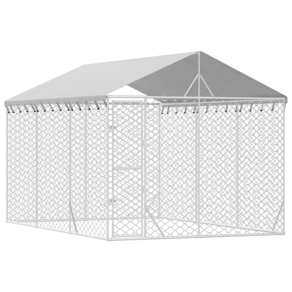 Vidaxl Dog Kennel with roof 3x4.5x2.5 m Galvanized Steel Silver