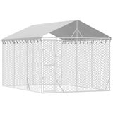 Vidaxl Dog Kennel with roof 3x4.5x2.5 m Galvanized Steel Silver