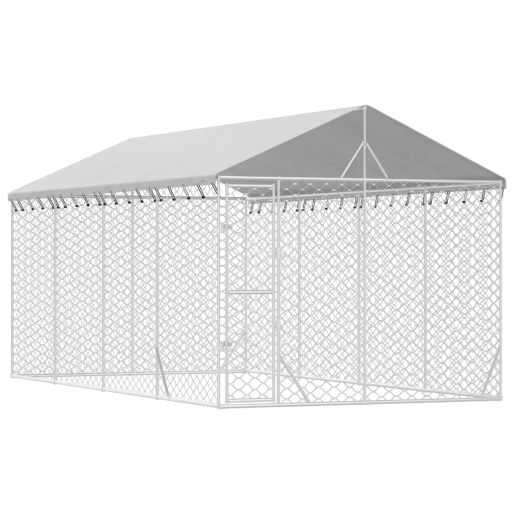 VidaXL dog kennel with roof 3x6x2.5 m galvanized steel silver color