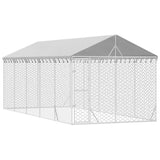 VidaXL dog kennel with roof 3x7.5x2.5 m galvanized steel silver